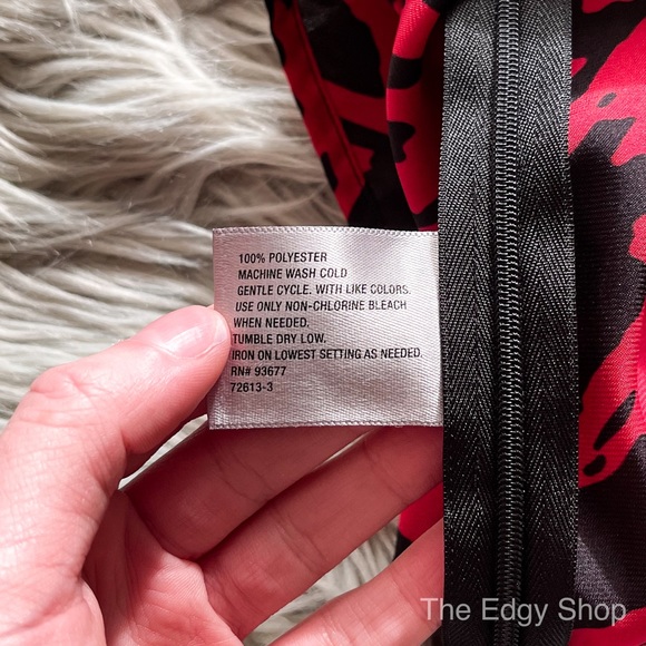 Worthington | Houndstooth Silky Asymmetrical Short Sleeved Blouse - Picture 8 of 8